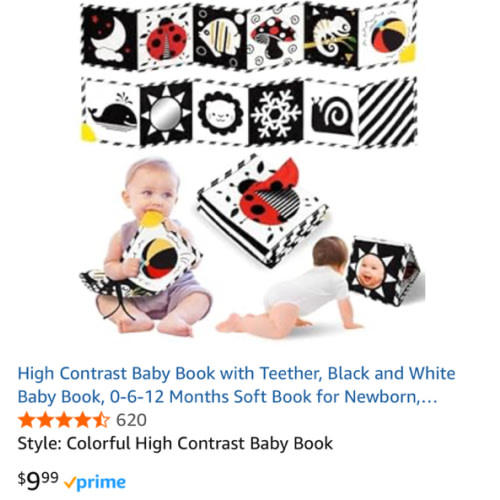 High contrast baby book teether