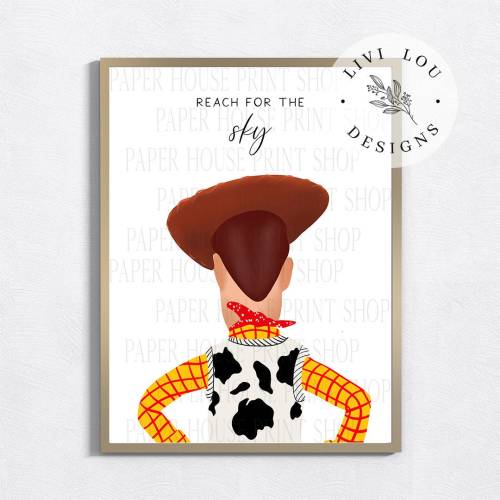 Woody Toy Story Art Print, Reach for the sky Printed and Shipped, Boy's Room Art Prints, Frame Not Included
