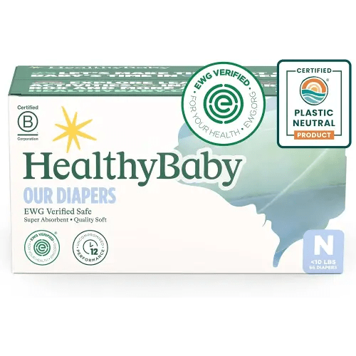 Our Diapers | EWG Verified Safe & Plant-Based Diapers | Leak Protection | Soft Organic Cotton Shell | Chlorine-Free Diaper for Sensitive Skin | Size N (Under 10 lbs) 66 Count