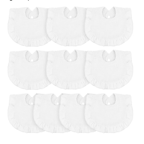 Seematn 10 Pcs Baby Muslin Bibs Drool Bibs Bandana Ruffle Soft Cotton for Newborn Baby Infants Girl Teething Toddlers Boy(White)