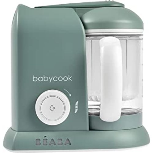 BEABA Babycook Solo 4 in 1 Baby Food Maker, Baby Food Processor, Steam Cook + Blend, Lrg Capacity 4.5 Cups - 27 Servings in 20 Mins, Cook Healthy Baby Food at Home, Dishwasher Safe, Eucalyptus