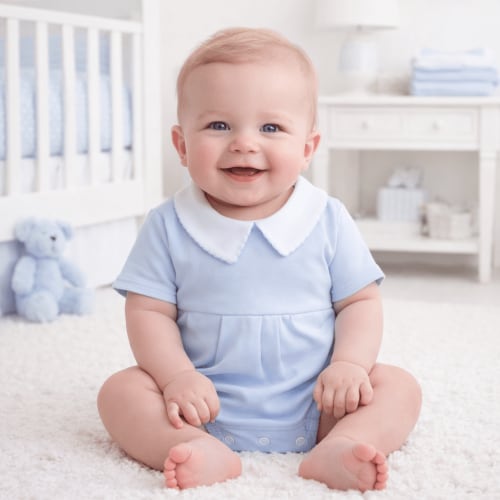 Baby Boy Blue Bubble with Collar - Peruvian Pima Cotton Essentials – Magnolia Baby