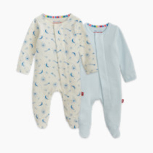 Magnetic Me Organic Cotton Magnetic Footie 2 Pack Bundle - Blue Assorted, Newborn