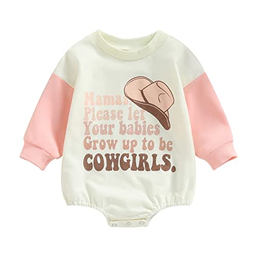 Kayotuas Western Baby Boy Girl Clothes Sweatshirt Romper Cow Print Long Sleeve Bodysuit Oversized Sweater Spring Fall Outfits