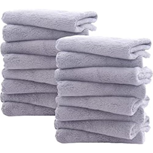 16 Pack Burp Cloths for Baby - 20" by 10" Ultra Absorbent Burping Cloth, Newborn Towel - Milk Spit Up Rags - Burpy Cloths for Unisex, Boy, Girl - Burp Cloths Set (Grey)