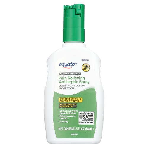 Equate Maximum Strength Pain Relieving Antiseptic Spray, Compare to Bactine® Pain Relieving Cleansing Spray Active Ingredients