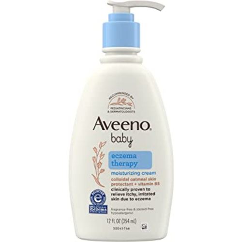 Aveeno Baby Eczema Therapy Moisturizing Cream, Natural Colloidal Oatmeal & Vitamin B5, Moisturizes & Relieves Dry, Itchy, Irritated Skin Due to Eczema, Paraben- & Steroid-Free, 12 fl. oz