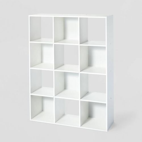 11" 12 Cube Organizer Shelf White - Room Essentials™: Bookshelf Storage Cubbies, 4 Shelves, Particle Board