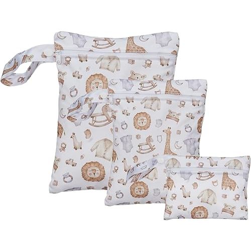 3 Set Wet Bag Storage Bag Zipper Waterproof Washable Travel Bags, Beach, Pool, Gym Bag for Cloth Diaper, Swimsuits & Wet Clothes (EF545)