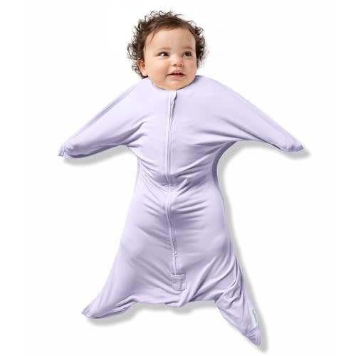 SleepingBaby Bamboo Zipadee-Zip Transition Swaddle EverSoft Wearable Blanket with Two-Way Zipper for Easy Diaper Changes, Medium 6-12 months, Lilac