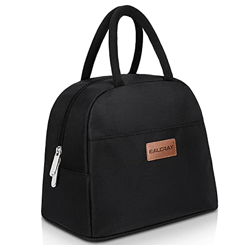 BALORAY Lunch Bag for Women Men Insulated Lunch Box for Adult Reusable Lunch Tote Bag for Work, Picnic or Travel (Solid Black)