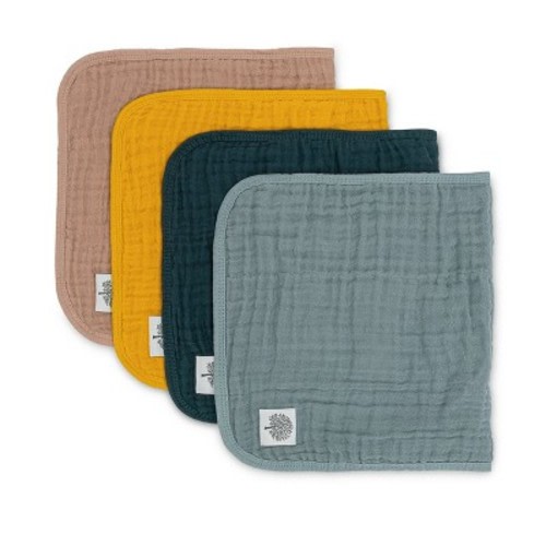 Parker Baby 4 Pack Muslin Cotton Burp Cloths - Dune