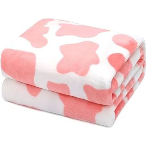 Cow Print Blanket Warm Plush Cute Pink Cow Throw Blanket Soft Fleece Flannel Lightweight Throw Blankets Sofa Couch Bed Travel Cow Bedding Room Decor for Kids Teens Adults 40x50 inch