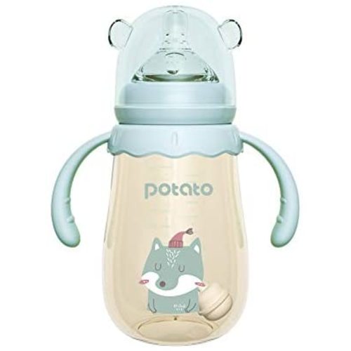 POTATO Baby Bottles PPSU Baby Feeding Bottle 10 oz Anti-Colic Bottles with Silicone Nipples Breastfeeding Bottles for Babies & Toddlers - Blue