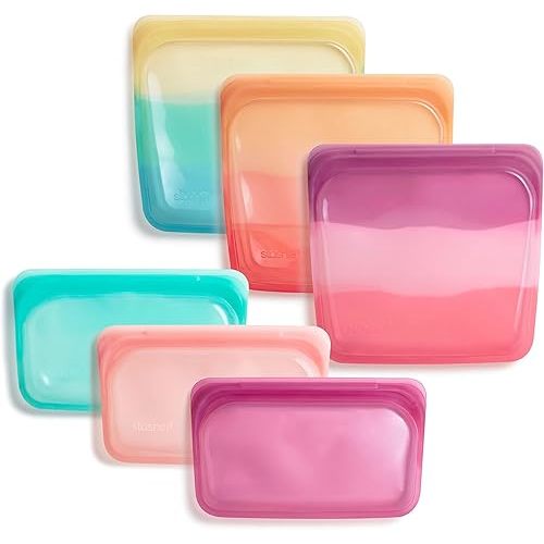 Stasher Premium Silicone Reusable Food Storage Bags, 6-Pack, Endangered Seas | Multi-Use Food Storage Bags, Lunch Bag, Travel Containers | BPA Free, Leak-free, Dishwasher-Safe, Eco-friendly