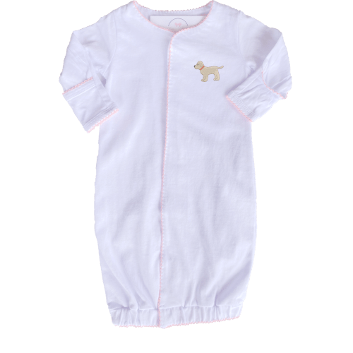 Embroidered Puppy Gown - Pink