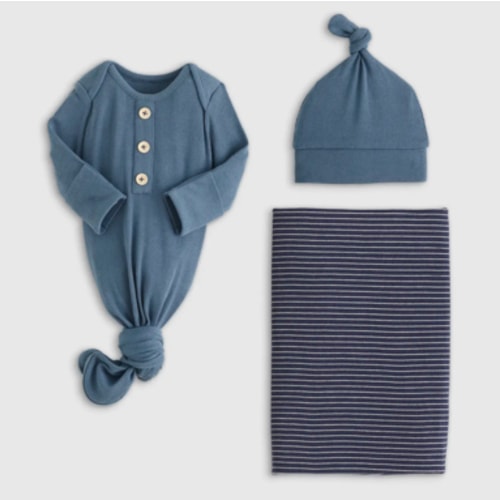 The Softest Rib Gown, Hat & Swaddle Layette Bundle