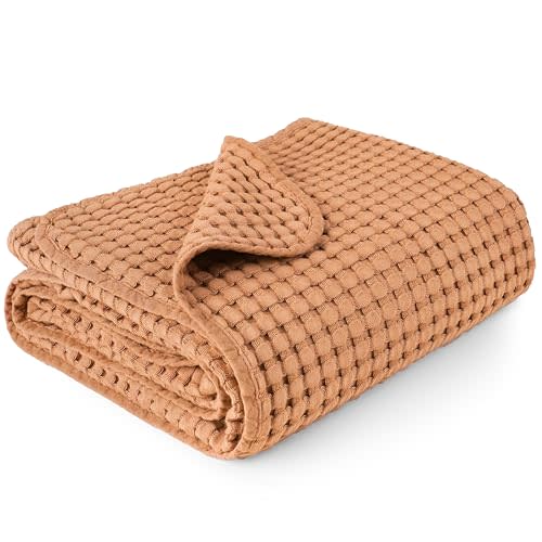 Konssy Waffle Baby Blankets, Nursery Blankets for Boys Girls, Swaddle Blankets Neutral Soft Lightweight Toddler and Kids Throw Blankets(Brown)