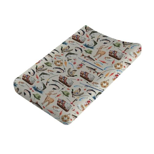 Vintage Hunting Fishing Baby Changing Table Pad Covers for Boy Girl 32''x16'' Fishing Hunting Deer Ducks Fitted Diaper Change Table Mats Hunting Animal Soft Breathable Nursery Changing Table Sheets