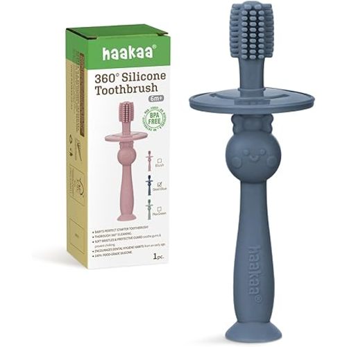 haakaa 360° Baby Toothbrush - Steel Blue