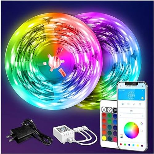 DAYBETTER LED Strip Lights 130ft Lights Strip for Bedroom, Desk, Indoor Room Bedroom Brithday Gifts RGB Decor with Remote and 24V Power Supply