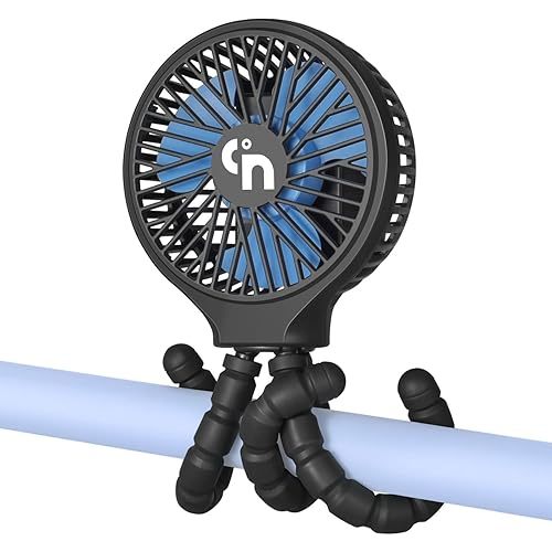WiHoo Mini Handheld Stroller Fan,Personal Portable Car Seat Baby Fan with Flexible Tripod Fix on Stroller,USB or Battery Operated Desk Fan Adjustable 3 Speeds for Travel Treadmill Golf Cart