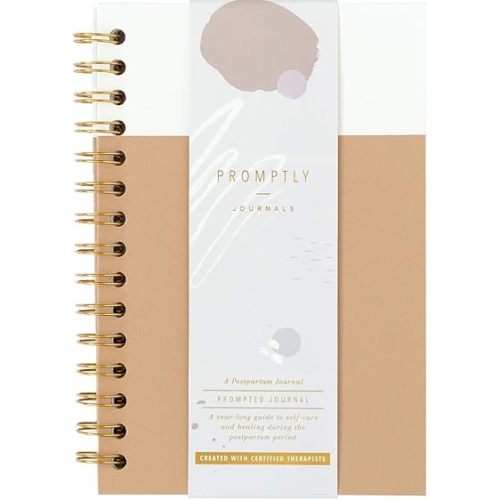 Promptly Journals, My Postpartum Journal: A Year of Self-Care (Cashew, Brown, Leatherette) | Postpartum Recovery Journal | Mental Health Journal for Moms | Gifts for New Moms
