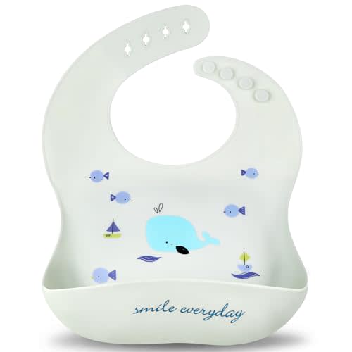 Accmor Silicone Baby Bibs, Waterproof Soft Bibs for Baby Girls Boys Feeding Eating, Silicone Baby Bibs with Large Pocket