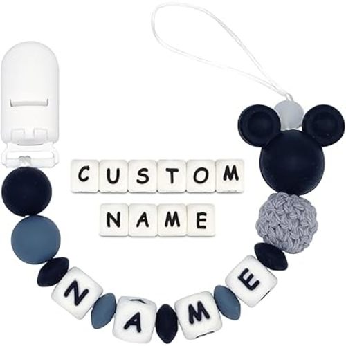 Personalized Pacifier Clip with Name Customizable Mouse (BlackW)