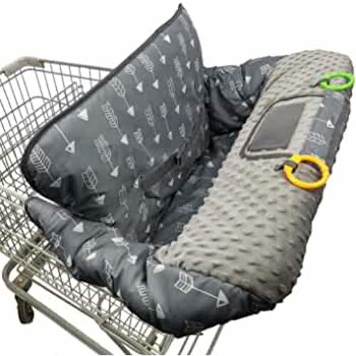RHYDEER Shopping cart Cover for Babies-high Chair Cover, Dotted Minky Touching, Multi in 1 Design, 360 Full Protection, roll in and go, Universal fit, Grey