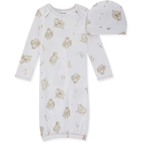Burt's Bees Baby Baby Girls' Sleeper Gown & Hat Set, One Size, 0-6 Months, 100% Organic Cotton