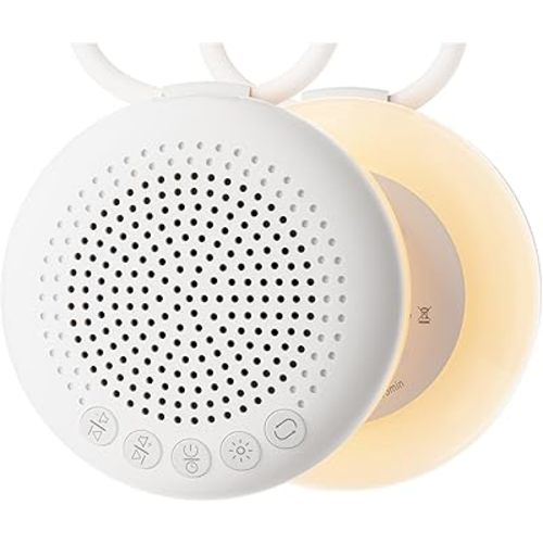 Glocusent white Noise Machine,3-In-1 Portable Sound Machine for Baby, White Noise for Sleeping, Night Light & Phone Connected Speaker 34 Sounds Timing Function 1000mAh Large Battery Designed for Travel Deep Restful Sleep