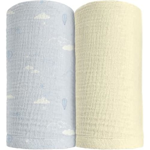 Ultra Soft 100% Cotton Swaddles for Newborns, 2-Pack - Muslin Swaddle Blankets - 47x47 Baby Receiving Blanket - Perfect for Boys & Girls