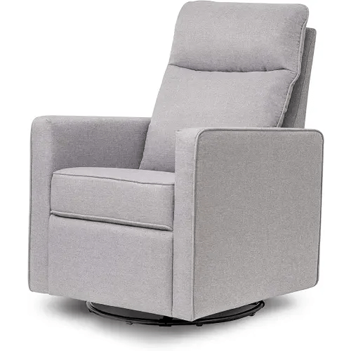 DaVinci Gabby Pillowback Swivel Glider in Polyester, Misty Grey, Greenguard Gold & CertiPUR-US Certified