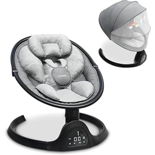 Baby Swing Newborn to 12 Months - Lulabelle Infant Swing with Adjustable Height, 5 Sway Speeds with Remote Control, Lullaby Songs, Stationary Seat Baby Swings for Infants Girls & Boys.