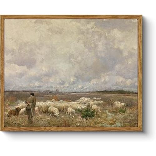 ARPEOTCY Vintage Framed Wall Art Decor, Country Farmhouse Paintings Wall Decor, Canvas Prints Art, Home Retro Rustic Wall Decor for Bedromm Hallway Living Room, 9x11 Inch