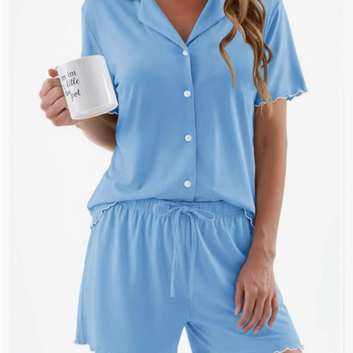 Ekouaer Womens Pajama Sets Button Up Pjs Shorts Sets Soft Sleepwear 2 Piece Lounge Sets for Bridal Parties Postpartum S-XXL