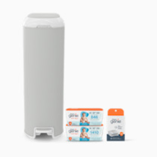 Diaper Genie Platinum Stainless Steel Diaper Pail Gift Set - Stone Grey