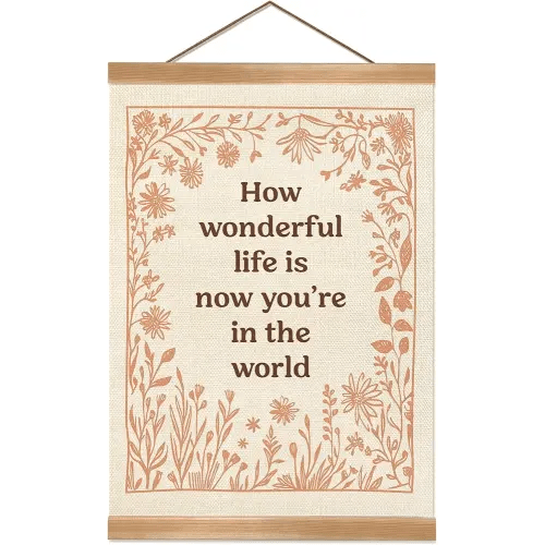 ZTGDA How Wonderful Life is Now Wall Art Decor, Boho Wall Poster,Boho Canvas Hanging Banner Wall Decor for Nursery Playroom Kids Room Home, Office12x16inch