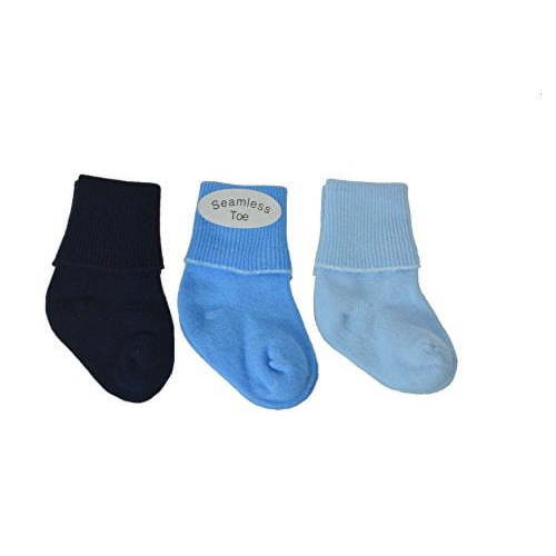 Sierra Socks Newborn Bootie Cotton Turn Cuff Socks for Baby Boy & Girls, Baby's First Socks, Seamless Turn Cuff Socks, 3 Pair Pack