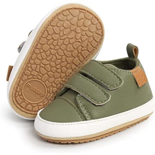 SOFMUO Baby Boys Girls High Top Ankle PU Leather Sneakers Soft Rubber Sole Infant Moccasins Newborn Oxford Loafers Anti-Slip Toddler Wedding Uniform Dress Shoes