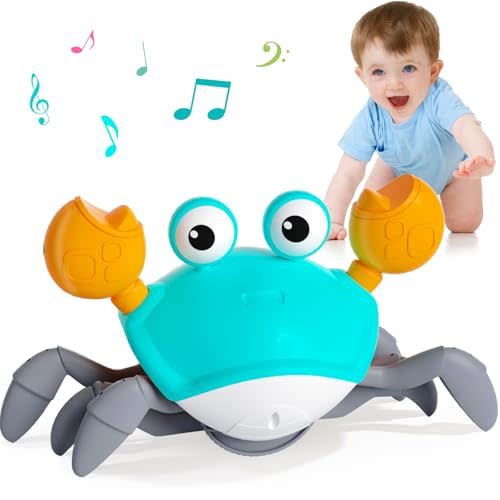 Crawling Crab Baby Toy Gifts: Infant Tummy Time Toys 6 7 8 9 10 11 12 6-12 9-12 12-18 Month Babies Boy Learning Crawl Toys Light-Up Dancing Crawly Crab with Music 1st Birthday Gifts 1 Year Old Boys
