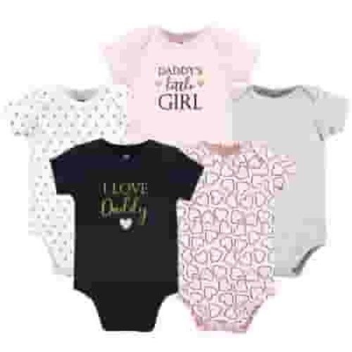 Hudson Baby Short Sleeve Bodysuits, 5-Pack, Newborn- 24 Months
