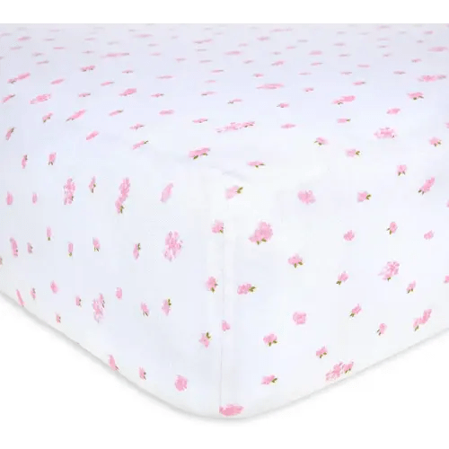 Burts Bees Baby Print Fitted Crib Sheet Organic Cotton BEESNUG - Pink Butterfly Garden Prints, Fits Unisex Standard Bed and Toddler Mattress, Infant Essentials, 28 x 52 x 5.5 Inch 1-Pack