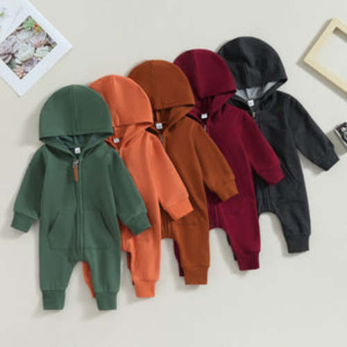 Solid Hoodie Zipper Romper for Baby & Toddler Boys & Girls – Bitsy Bug Boutique