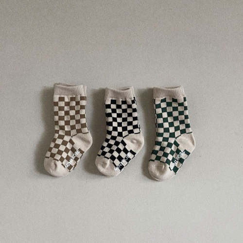 Kids 3pk Checkerboard Socks (3m-5y)