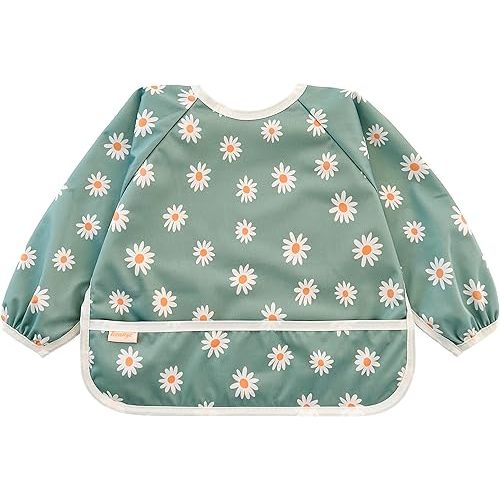 Baby Bib, Long Sleeve Bib for Toddler, Waterproof Bibs for Baby, Baby-Led Weaning Smock, Machine Washable Feeding Bib