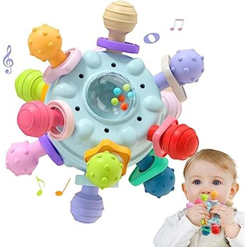 HAHAone Baby Sensory Montessori Toy - Infant Teething Relief - Teethers for Newborn - Developmental Rattles Chew Toys Gifts for 0 3 6 9 12 18 Months Girl Boy -Toddler Travel Toy for 1 2 One Year Old