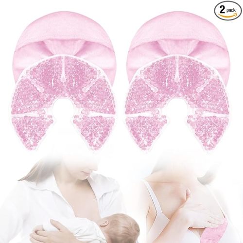 Hot Cold Gel Bead Breast Therapy Pack,Breast Ice Packs for Breastfeeding,Relief for Breastfeeding,Nursing Pain, Mastitis,Engorgement,Plugged Ducts, Boost Milk Let-Down & Production(#19 Pink)