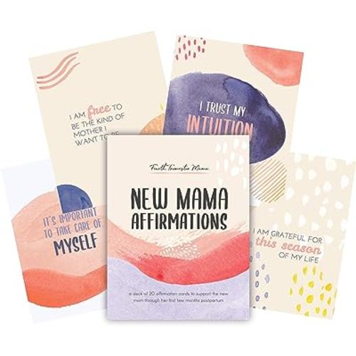 New Mama Affirmations - A Warm and Vibrant Deck of 20 Uplifting Postpartum Affirmation Cards to Support New Moms Through the Fourth Trimester and Beyond | New Mom Gift For Women After Birth